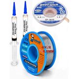 Smnr Lehimleme Seti 0,8 mm 40 G Lehim Teli + 3,0 mm 1,5 M Lehim Sökme Fitili ve Krem Flux Seti TK17
