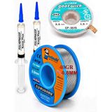 Smnr Lehimleme Seti 0,8 mm 40 G Lehim Teli + 3,5 mm 1,5 M Lehim Sökme Fitili ve Krem Flux Seti TK01