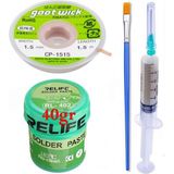 Smnr Relıfe RL-402 Elektronikçi Yardımcı Krem Lehim Solder Paste 183°C Noclean SN63/PB67 40G Lehim Toplama CP-1515 Emme Teli 1,5 mm SET04
