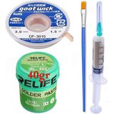 Smnr Relıfe RL-402 Elektronikçi Yardımcı Krem Lehim Solder Paste 183°C Noclean SN63/PB67 40G Lehim Toplama CP-3015 Emme Teli 3,0 mm SET05