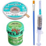 Smnr Relıfe RL-402 Elektronikçi Yardımcı Krem Lehim Solder Paste 183°C Noclean SN63/PB67 40G Lehim Toplama CP-3515 Emme Teli 3,5 mm SET03