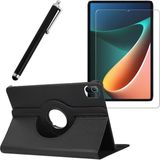 Smody Xiaomi Mi Pad 5 Kılıf 360 Dönerli Standlı Kapaklı+ Temperli Cam Ekran Koruyucu + Kalem - Kırmızı