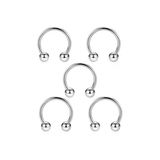 Smooth Carts 316L Cerrahi Çelik Gümüş 5'li Set Septum Gümüş Piercing