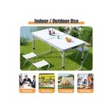 Smooth Incorporated Şemsiye Bölmeli 4-6 Kişilik Masa İçi Sabitleme Lastikli GRİ Tabureli Katlanır Kamp Masası Seti Piknik Tatil Bahçe Seti