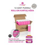 Smoothly Kartuş Pembe Roll-on Sir Ağda 12 Li Set 1 Karınca Yumurta Yağı , 10 Metre Ağda Bezi