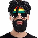 SMR-D121 Rasta Peruklu Rasta Sakallı Bıyıklı Parti Gözlüğü 27x18 cm