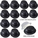 SMR-D239-12 Siyah Renk Simli Melon Yuvarlak Parti Şapkası 12 Adet