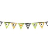 SMR0459-4 Cadılar Bayramı Kabak Temalı Halloween Yazılı Banner Süs Flama 3 Metre