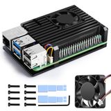 Smraza Metal Kasa Ahududu Pi 5 4Pin PWM Soğutma Fanı ile 30 MM & 10 ADET Termal Pedler Pi5 Model B 8 GB 4 GB (RPi 5 için Kurulu Dahil Değildir)