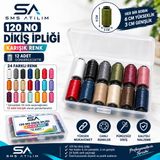 Sms Atılım 120 No Dikiş Ipliği 12'li Set Karışık Renk 250-300 Metre Her Bobin - KARIŞIK