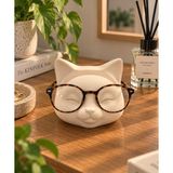 Smug Design 3D Cat Dekoratif Gözlük Standı - Krem