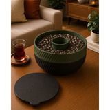 Smug Design 3D Pistachio Pratik Çöp Hazneli Çerezlik Kase - Koyu Yeşil