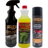 Smx Susuz Motor Temizleme Spreyi + Seramik Katkılı Hızlı ve Pratik Cila + Konsantre %40 Cilalı Oto Şampuanı (Araç Bakım Seti-3)