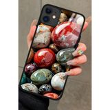 Snacase Apple iPhone 11 ile Uyumlu Renkli Taş Tasarımlı Glossy Premium Kılıf, Çift Katmanlı