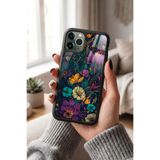 Snacase Apple iPhone 11 Pro ile Uyumlu Çiçek Desenleri Tasarımlı Glossy Premium Silikon Kılıf, Siyah