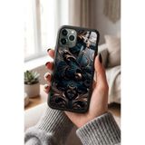 Snacase Apple iPhone 11 Pro ile Uyumlu Kabartma Çiçek Deseni Tasarımlı Glossy Premium Silikon Kılıf, Siyah