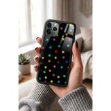 Snacase Apple iPhone 11 Pro ile Uyumlu Renkli Çiçek Deseni Glossy Premium Silikon Kılıf, Siyah