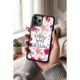 Snacase Apple iPhone 11 Pro ile Uyumlu Suluboya Çiçek Desen Tasarımlı Glossy Premium Kılıf, Silikon, Siyah
