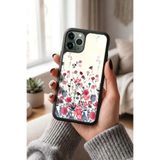 Snacase Apple iPhone 11 Pro Max ile Uyumlu Çiçek Deseni Tasarımlı Glossy Premium Kılıf, Silikon, Siyah iPhone11ProMax - CICEK-2