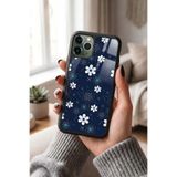 Snacase Apple iPhone 11 Pro Max ile Uyumlu Çiçek Deseni Tasarımlı Glossy Premium Kılıf, Silikon, Siyah