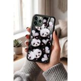 Snacase Apple iPhone 11 Pro Max ile Uyumlu Sevimli Panda Oyuncak Tasarımlı Glossy Premium Silikon Kılıf, Siyah