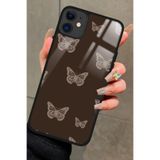 Snacase Apple iPhone 11 Uyumlu Kahverengi Kelebek Tasarımlı Glossy Premium Kılıf