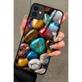 Snacase Apple iPhone 11 Uyumlu Renkli Taş Tasarımlı Glossy Premium Kılıf, Çift Katmanlı, Silikon