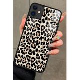 Snacase Apple iPhone 12 ile Uyumlu Kahverengi Leopar Tasarımlı Glossy Premium Kılıf
