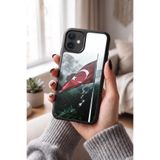 Snacase Apple iPhone 12 ile Uyumlu Türk Bayrağı Tasarımlı Glossy Premium Silikon Kılıf, Siyah AppleiPhone12_1328