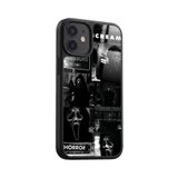 Snacase Apple iPhone 12 Mini ile Uyumlu Korku Maskesi Tasarımlı Glossy Premium Silikon Kılıf, Siyah