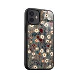 Snacase Apple iPhone 12 Mini ile Uyumlu Papatya Çiçek Desenleri Tasarımlı Glossy Premium Silikon Kılıf, Siyah