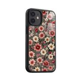 Snacase Apple iPhone 12 Mini ile Uyumlu, Pembe Çiçek Desenleri, Glossy Premium Silikon Kılıf