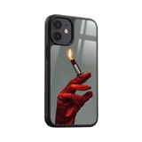Snacase Apple iPhone 12 Mini ile Uyumlu Ruj Alev Eldiven Tasarımlı Glossy Premium Silikon Kılıf, Siyah