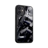 Snacase Apple iPhone 12 Mini ile Uyumlu Saldırı Tüfeği Tasarımlı Glossy Premium Silikon Kılıf, Siyah