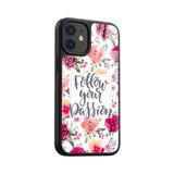 Snacase Apple iPhone 12 Mini ile Uyumlu Suluboya Çiçek Desen Tasarımlı Silikon Kılıf, Siyah