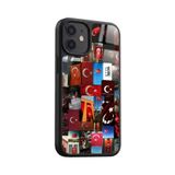 Snacase Apple iPhone 12 Mini ile Uyumlu Türk Bayrağı Tasarımlı Glossy Premium Silikon Kılıf, Siyah AppleiPhone12MİNİ_1329