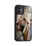 Snacase Apple iPhone 12 Mini ile Uyumlu Vintage Elbise Tasarımlı Glossy Premium Kılıf, Silikon, Siyah