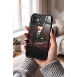 Snacase Apple iPhone 12 Pro ile Uyumlu Atatürk Resmi Tasarımlı Glossy Premium Silikon Kılıf, Siyah