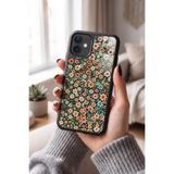 Snacase Apple iPhone 12 Pro ile Uyumlu Çiçek Deseni Tasarımlı Glossy Premium Kılıf, Silikon, Siyah iPhone12Pro - CICEK-1