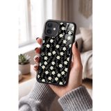 Snacase Apple iPhone 12 Pro ile Uyumlu Çiçek Deseni Tasarımlı Glossy Premium Kılıf, Silikon, Siyah iPhone12Pro_400