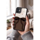 Snacase Apple iPhone 12 Pro ile Uyumlu Kahverengi Kurdele Tasarımlı Glossy Premium Silikon Kılıf