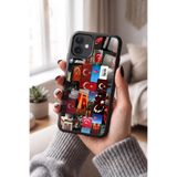 Snacase Apple iPhone 12 Pro ile Uyumlu Türk Bayrağı Tasarımlı Glossy Premium Silikon Kılıf, Siyah iPhone12Pro_1329