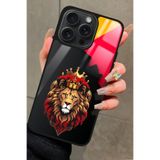 Snacase Apple iPhone 12 Pro Max ile Uyumlu Aslan Tasarımlı Glossy Premium Kılıf, Galatasaray, Siyah