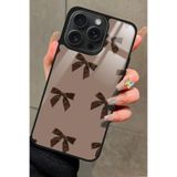 Snacase Apple iPhone 12 Pro Max ile Uyumlu Kahverengi Kurdele Tasarımlı Glossy Premium Kılıf