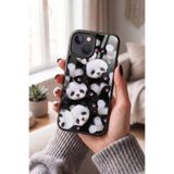 Snacase Apple iPhone 13 ile Uyumlu Sevimli Panda Oyuncak Tasarımlı Glossy Premium Kılıf, Silikon, Siyah