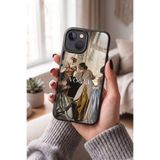 Snacase Apple iPhone 13 ile Uyumlu Vintage Elbise Tasarımlı Glossy Premium Silikon Kılıf, Siyah