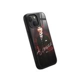 Snacase Apple iPhone 13 Mini ile Uyumlu Atatürk Resmi Tasarımlı Glossy Premium Silikon Kılıf, Siyah