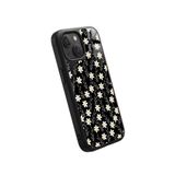 Snacase Apple iPhone 13 Mini ile Uyumlu Çiçek Deseni Tasarımlı Glossy Premium Silikon Kılıf, Siyah AppleiPhone13MİNİ_400