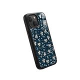Snacase Apple iPhone 13 Mini ile Uyumlu Çiçek Deseni Tasarımlı Glossy Premium Silikon Kılıf, Siyah