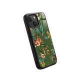 Snacase Apple iPhone 13 Mini ile Uyumlu Çiçek Desenleri Tasarımlı Glossy Premium Silikon Kılıf, Siyah